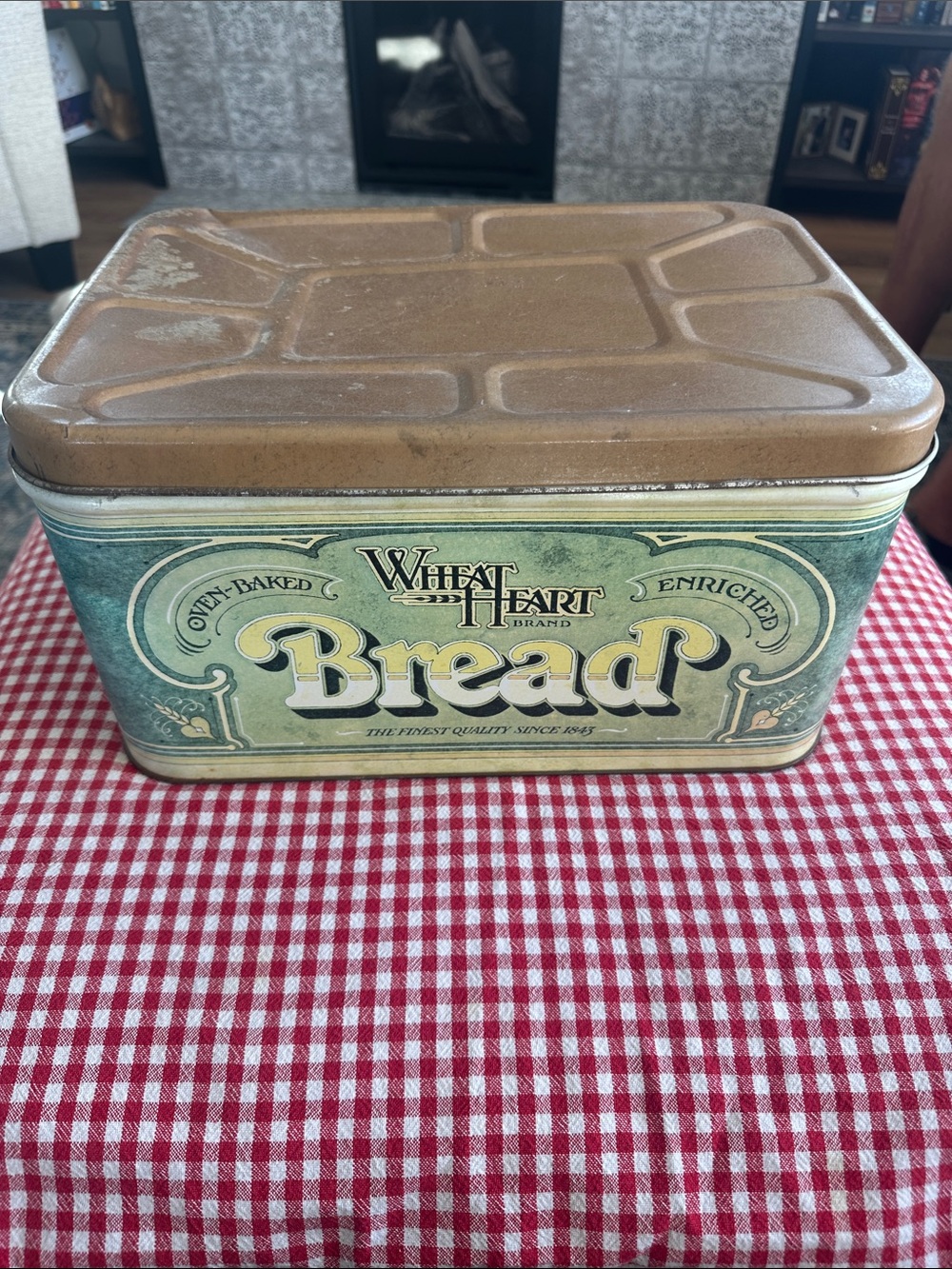 Vintage 1970s Wheat Heart Brand Bread Box - Retro Farmhouse Kitchen Tin